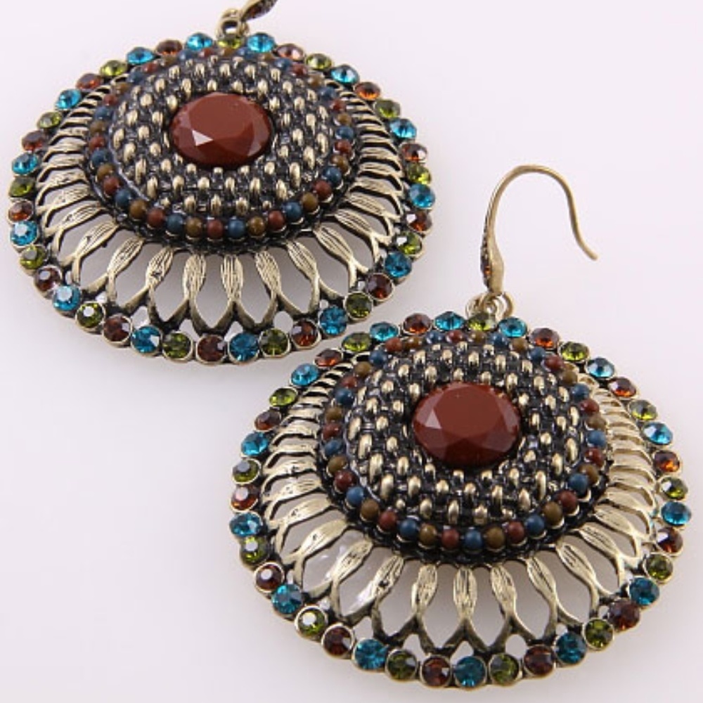 Bejeweled Filigree Drop Earrings